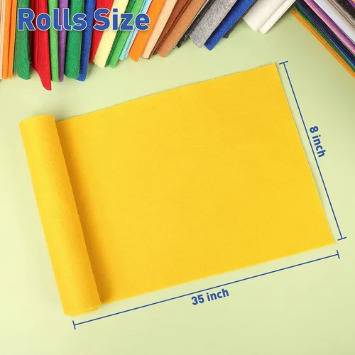 Vista 2 de ZAIONE Paquete de hojas de tela de fieltro 7 rollos rígidos de 8 x 35 pulgadas, tela acrílica no tejida de colores surtidos para manualidades