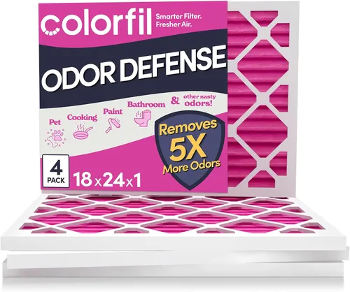 Vista 8 de Colorfil - Filtro de aire de 12 x 12 x 1 pulgadas, filtros que cambian de color para olores de gatos y perros, filtro de aire acondicionado MERV 8