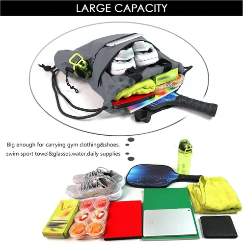 Vista 2 de Mochila con cordón para gimnasio, bolsa deportiva para natación, mujeres y hombres, bolsa de entrenamiento con cordón trasero para fútbol