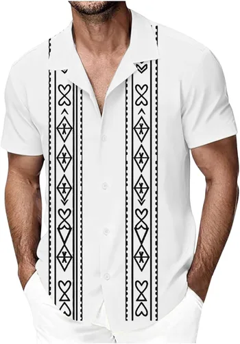 Vista 8 de Camisas de guayabera para hombre, camisa hawaiana de manga corta con botones, camisas cubanas de verano, camisetas de playa, trajes de vacaciones
