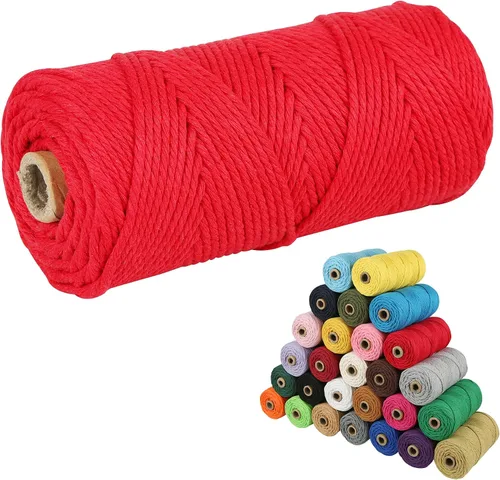 Vista 67 de Cordón de algodón para macramé, hilo torcido de 4 capas, cuerda de algodón natural, suministros perfectos de macramé, para hacer soportes colgantes
