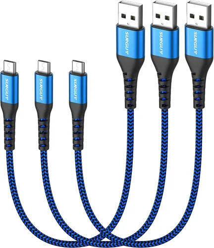 Vista 16 de SUNGUY Cable micro USB corto de 6 pulgadas, paquete de 3, cable USB a micro USB de 0.5 pies, cable de transferencia de datos USB 2.0 trenzado