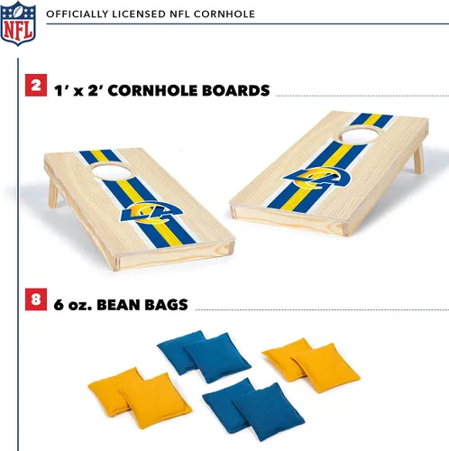 Vista 2 de Wild Sports NFL Football Los Angeles Rams - Juego de cornhole de madera maciza de 1 x 2 pies, tamaño de viaje, con gráficos de equipo HD