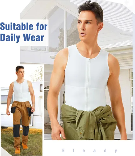 Vista 5 de Eleady Compression Shirts for Men Zipper Vest Body Shaper Slimmer Undershirts