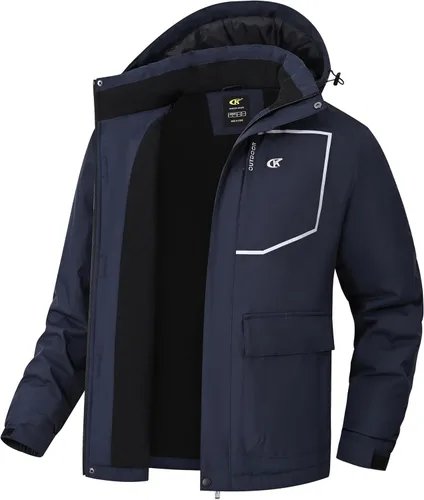 Vista 5 de Tyhengta Chaquetas de esquí impermeables para hombre, abrigos de invierno, chaqueta de nieve ajustable, cortavientos de forro polar, rompevientos