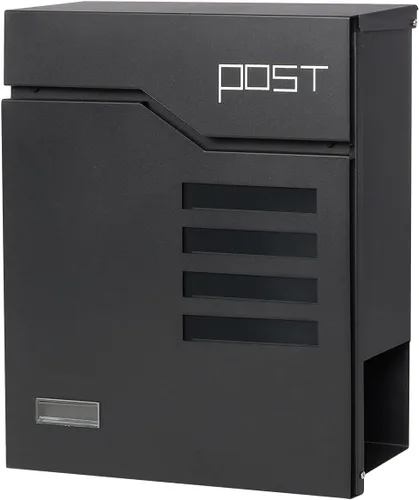 Vista 9 de Buzones con cerradura con llaves, buzón de correo montado en la pared al aire libre con gran capacidad, 14 3/10 x 4 1/10 x 13 pulgadas, negro