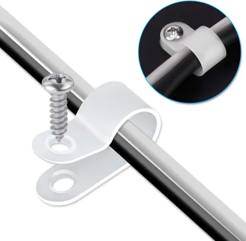 Vista 5 de LOKMAN Paquete de 50 clips de montaje estilo P de 1/2 pulgada con cabeza plana de acero inoxidable compatible con tornillos Phillips blancos