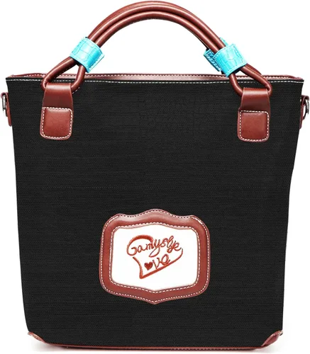 Vista 3 de Bolso tote para mujer, bolso de hombro de color, bolsa de lona bordada a mano, bolsa cruzada adecuada para ocasiones importantes, trabajo, viajes