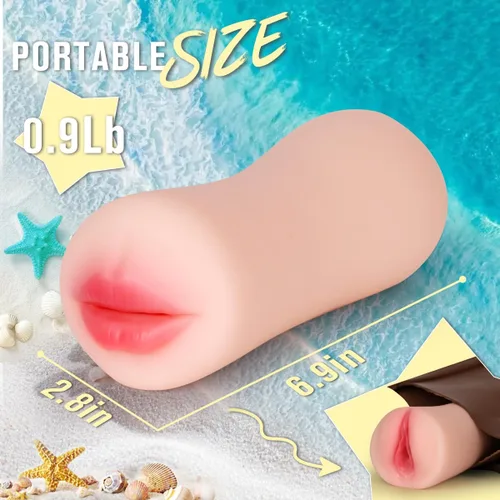 Vista 5 de Paquete de 3 juguetes sexuales coños de bolsillo para hombres, masturbadores masculinos, muñecas sexuales – Coño de bolsillo realista de boca