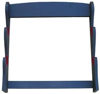 Vista 4 de HMS Soporte de mesa de madera negra de 2 niveles para exhibición de Katana y Wakizashi, detalle Kanji y fieltro rojo