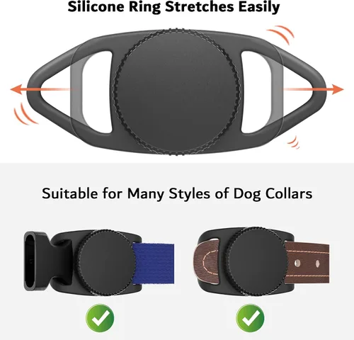 Vista 3 de PZOZ Soporte impermeable para collar de perro AirTag (paquete de 2) para Apple AirTag, plástico y silicona para collar de mascotas, soporte