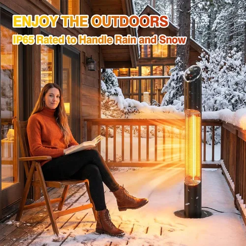 Vista 6 de Calentador eléctrico Outdoot independiente, calentador infrarrojo para exteriores e interiores, calentador de garaje eléctrico de 1500 W, control