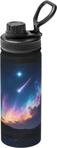 Vista 18 de Hervidor de acero inoxidable aislado con ratón Botella de agua divertida con impresión aislada Ideal para deportes y viajes