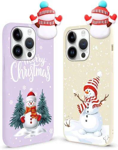 Vista 12 de Pack de 2 Fundas Lindas de Navidad para iPhone 7/8 / SE 2020/2022 4.7", Oso Rojo, Alce, Muñeca 3D, Muñeco de Nieve, Patrón Feliz Navidad, Silicona