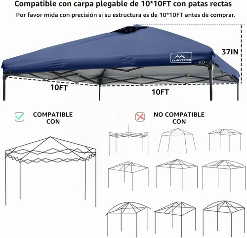 Vista 4 de KAMPKEEPER Cubierta de Repuesto Superior para Carpa Toldo Emergente con Ventilación de Aire y Correa Elástica Ajustable, Poliéster Resistente a Azul