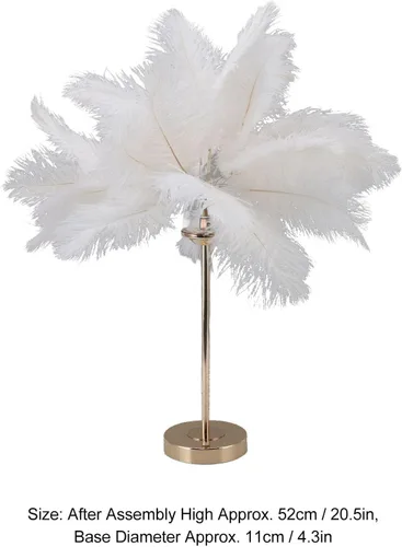 Vista 6 de ASHATA Lámpara de plumas con interruptor táctil, lámpara de mesa de plumas, interruptor táctil, lámpara de plumas de avestruz USB, lámpara