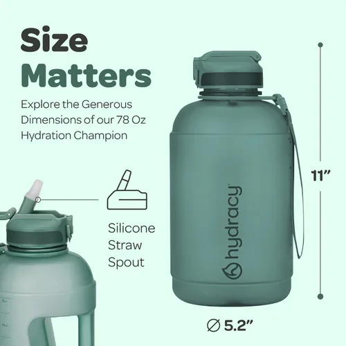 Vista 5 de Hydracy Botella de agua de plástico Tritan de 2.3 L sin BPA con correa de hombro ajustable, tapa a prueba de derrames y práctica boquilla de Lus