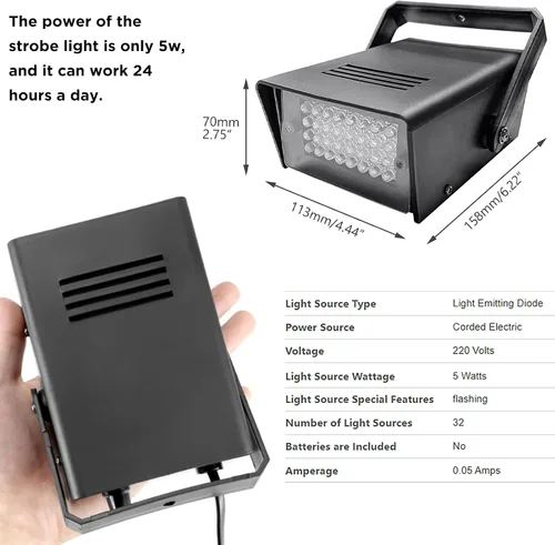 Vista 5 de Paquete de 2 luces estroboscópicas de discoteca para fiesta, 32 mini luces LED estroboscópicas para fiestas, luces estroboscópicas enchufables