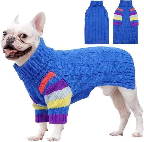 Vista 39 de Suéter XS para perro, suéter de cuello alto con manga para Yorkie Azul