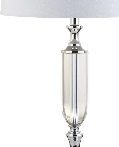 Vista 5 de JONATHAN Y JYL2046A - Lámpara de mesa LED transparente de cristal acanalado de 27 pulgadas, lámpara de noche tradicional cromada para sala de estar