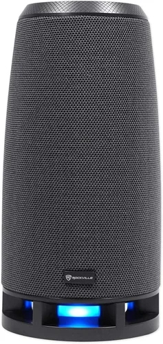 Vista 4 de Rockville RockShip - Altavoz Bluetooth portátil de 50 W, luces LED, radio FM, USB/AUX/SD, IPX4 resistente al agua, batería de 3600 mAh, para fiestas