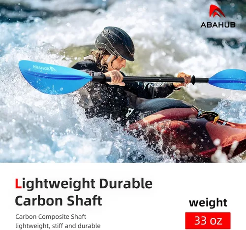Vista 8 de Abahub 1 pala de kayak de carbono, remos de kayak de 90.5 pulgadas para canotaje, canoa con correa de remo gratis, eje de fibra de carbono
