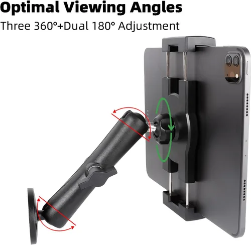Vista 5 de Soporte de tablet para camión, base de taladro resistente con brazo de aluminio para tableta, automóvil, pared, barco, escritorio, compatible