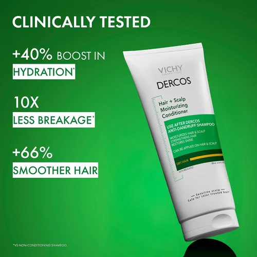 Vista 3 de Dercos Acondicionador hidratante para cabello y cuero cabelludo, formulado con glicerina, niacinamida + ácido hialurónico, acondicionador