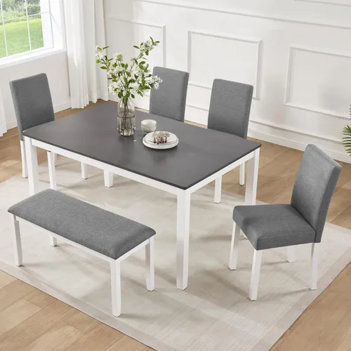 Vista 17 de Harper & Bright Designs Juego moderno de mesa de comedor de 5 piezas de madera para 4 - Mesa de cocina cuadrada pequeña de 34.5" y sillas
