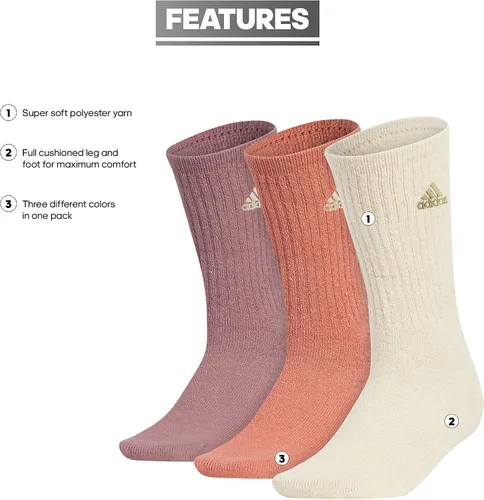 Vista 2 de adidas Calcetines altos para mujer, súper suaves, acolchados y cómodos (3 pares)