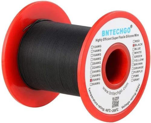 Vista 16 de BNTECHGO Carrete de alambre de silicona de calibre 28 rojo 250 pies Flexible 28 AWG alambre de cobre estañado trenzado