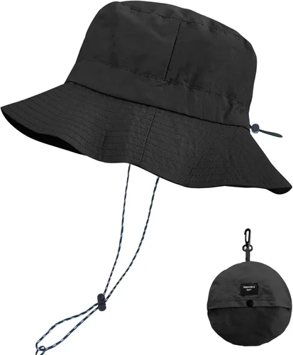 Vista 9 de PFFY Packable Sun Bucket Hat for Men Women Outdoor UV Protection Sun Hats Caqui