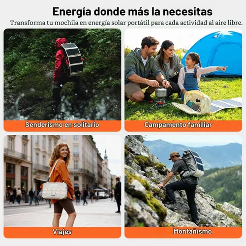 Vista 9 de Litheli Cargador de panel solar portátil de 24 W, mini panel solar plegable para camping, senderismo y uso en ventanas, IP54 impermeable, USB