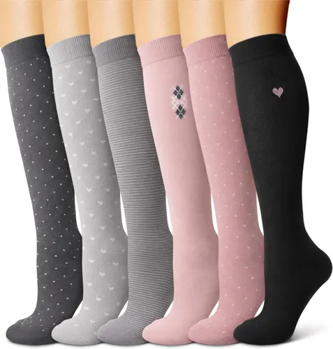 Vista 19 de Copper Compression Socks for Women & Men (6 pairs) - Best Support for Nurses, Running, Hiking, Recovery 01 Rayas Negras