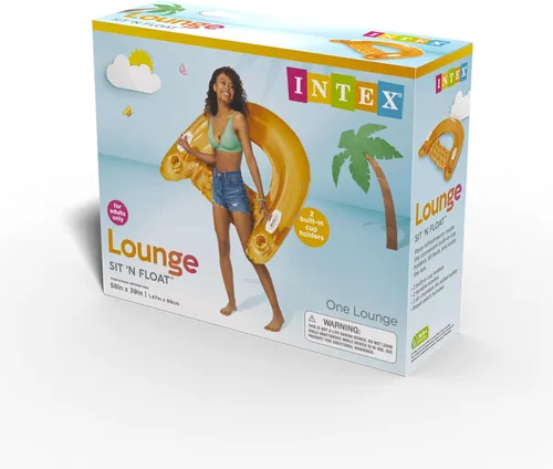 Vista 9 de Intex 58859EP Sit 'N Float Flotador inflable para piscina: Reposera con portavasos incorporados – Asas resistentes – Capacidad de peso de 220 lb