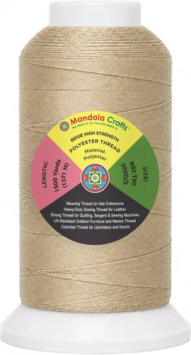 Vista 34 de Mandala Crafts Airforce Blue Tex 70 - Hilo de poliéster para tapicería 1500 Yds T70 UV Resistant Strong Thread for Leather Sewing, Marine
