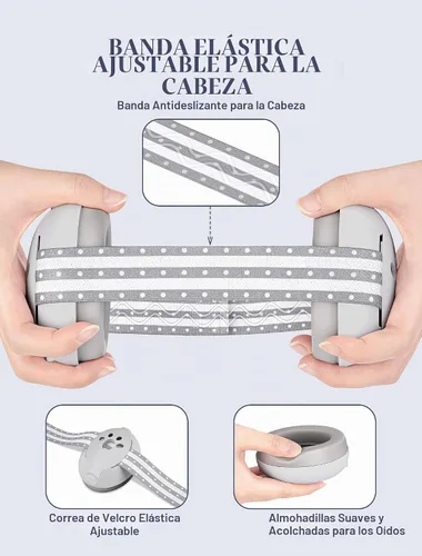 Vista 3 de Audífonos para bebé, 2 en 1, protección contra el ruido para bebés de 0 a 48 meses Gris