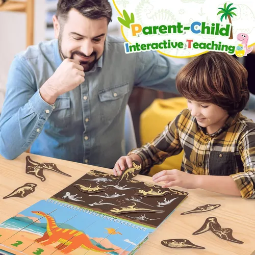 Vista 6 de MDINGTD Juguetes de dinosaurio para niños de 3 a 5 años, mi libro ocupado preescolar, juguetes Montessori para niños de 3, 4, 5, 6, 7 años, niños