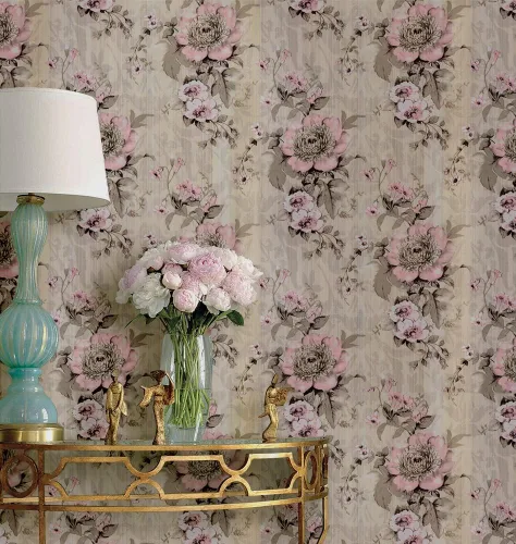 Vista 10 de 8190-10M - Papel tapiz vintage para despegar y pegar, 17.7 pulgadas x 32.8 pies, flores beige, papel de contacto extraíble, autoadhesivo