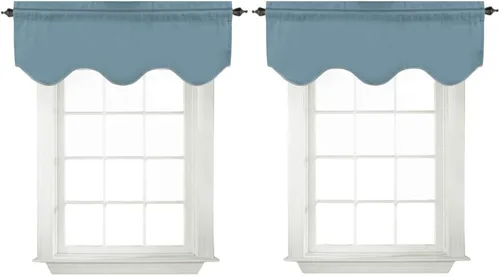 Vista 8 de Turquoize - Cenefa opaca para ventanas de cocina/baño/sala de estar/dormitorio con aislamiento térmico, cenefa festoneada con bolsillo para Aqua