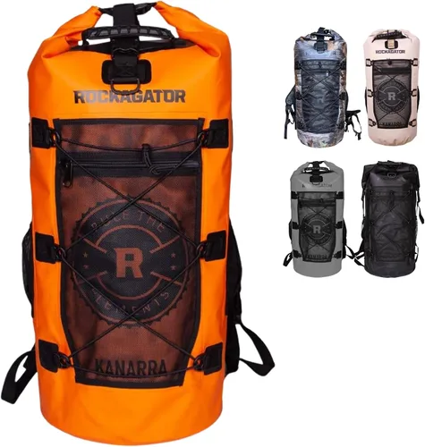 Vista 9 de Mochila impermeable Kanarra de 90L de Rockagator para acampada, senderismo, caza - Gran capacidad, cierre enrollable