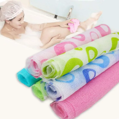 Vista 4 de Meetory 6 toallas de baño de nailon exfoliante, 35 pulgadas (35.4 in), toalla de baño de piel de belleza, masaje para mujeres y hombres
