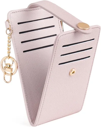 Vista 24 de POIUGOYA Billetera delgada para mujer, con bloqueo RFID, plegable, tarjetero con cremallera y bolsillo para monedas, ventana para identificación