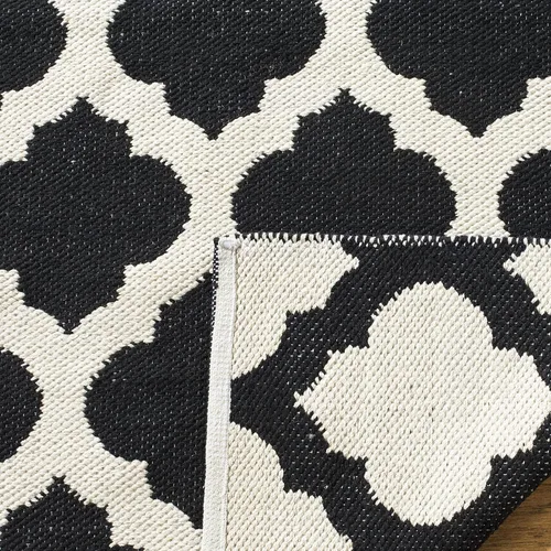 Vista 4 de SAFAVIEH Montauk Collection - Alfombra decorativa, 2 pies 6 pulgadas x 4 pies, color negro y marfil, hecho a mano, de algodón enrejado, ideal