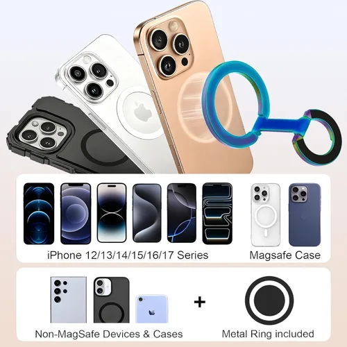 Vista 6 de Anillo magnético para teléfono MagSafe compatible con iPhone Samsung