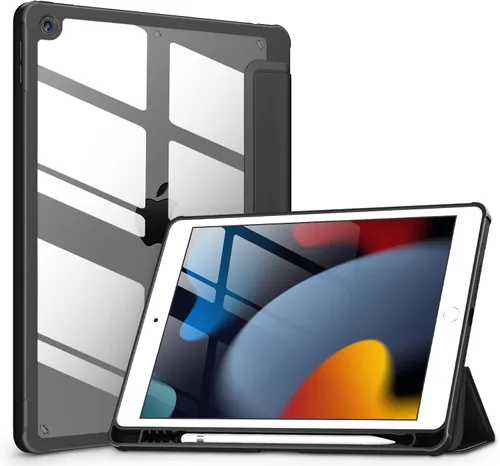 Vista 21 de VIKESI - Funda para iPad de 9ª / 8ª / 7ª generación de 10.2 pulgadas (lanzada en 2021/2020/2019), parte trasera transparente, cubierta de marco