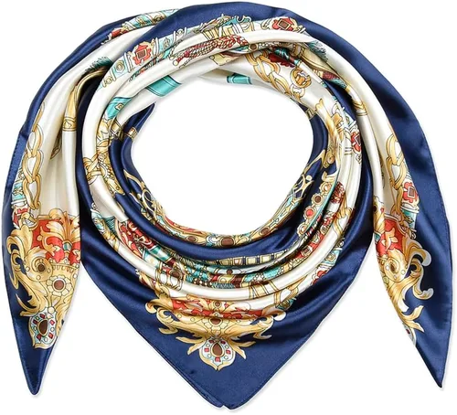 Vista 63 de corciova - Bufanda cuadrada grande para mujer, diadema sedosa para cabello rizado, lazo para dormir por la noche, bandana a la moda, 35 x 35