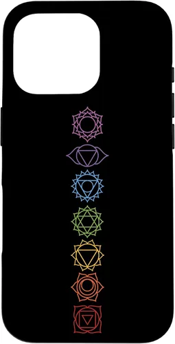 Vista 20 de Funda para iPhone 13 Pro Max, regalo espiritual Zen Rainbow Chakras alineados para amantes del yoga