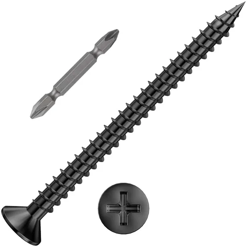 Vista 13 de Wensilon # 4X1 (460PCS) Tornillo de madera negro de cabeza plana 3X25, cabeza plana autorroscante de metal rápido