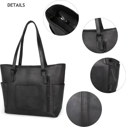 Vista 5 de Montana West Genuine Leather Purses for Women Hobo Bags with Tooling Handle & Tassels